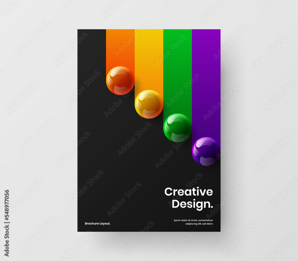 Bright corporate identity A4 vector design concept. Fresh 3D balls journal cover template. Bright corporate identity A4 vector design concept. Fresh 3D balls journal cover template.