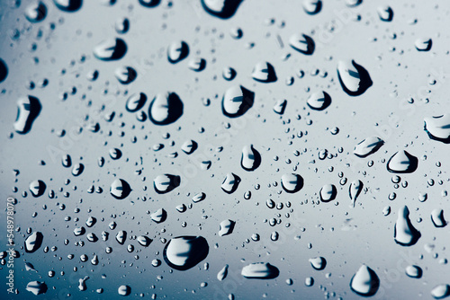 Water droplets on car window glass
