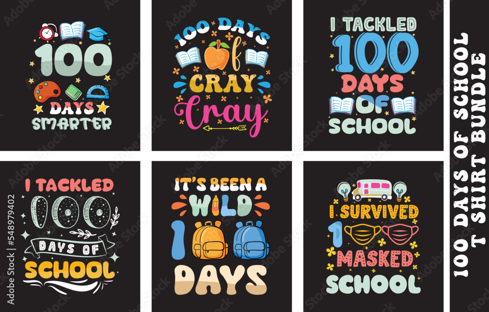 100 days of school tshirt and print on demandand vector design