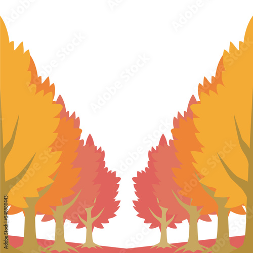 秋をイメージした紅葉の並木道
