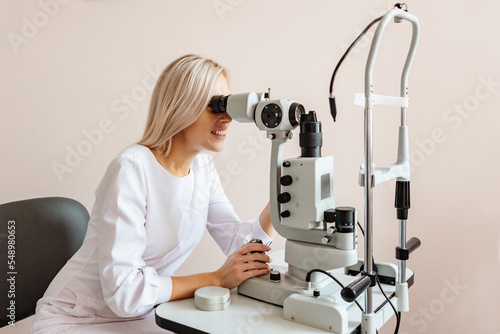 Doctor oculist, ophthalmologist, reception. Treatment, diagnosis, vision, eye