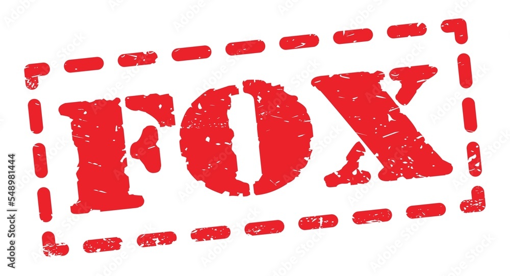 FOX text written on red stamp sign. FOX text written on red stamp sign.