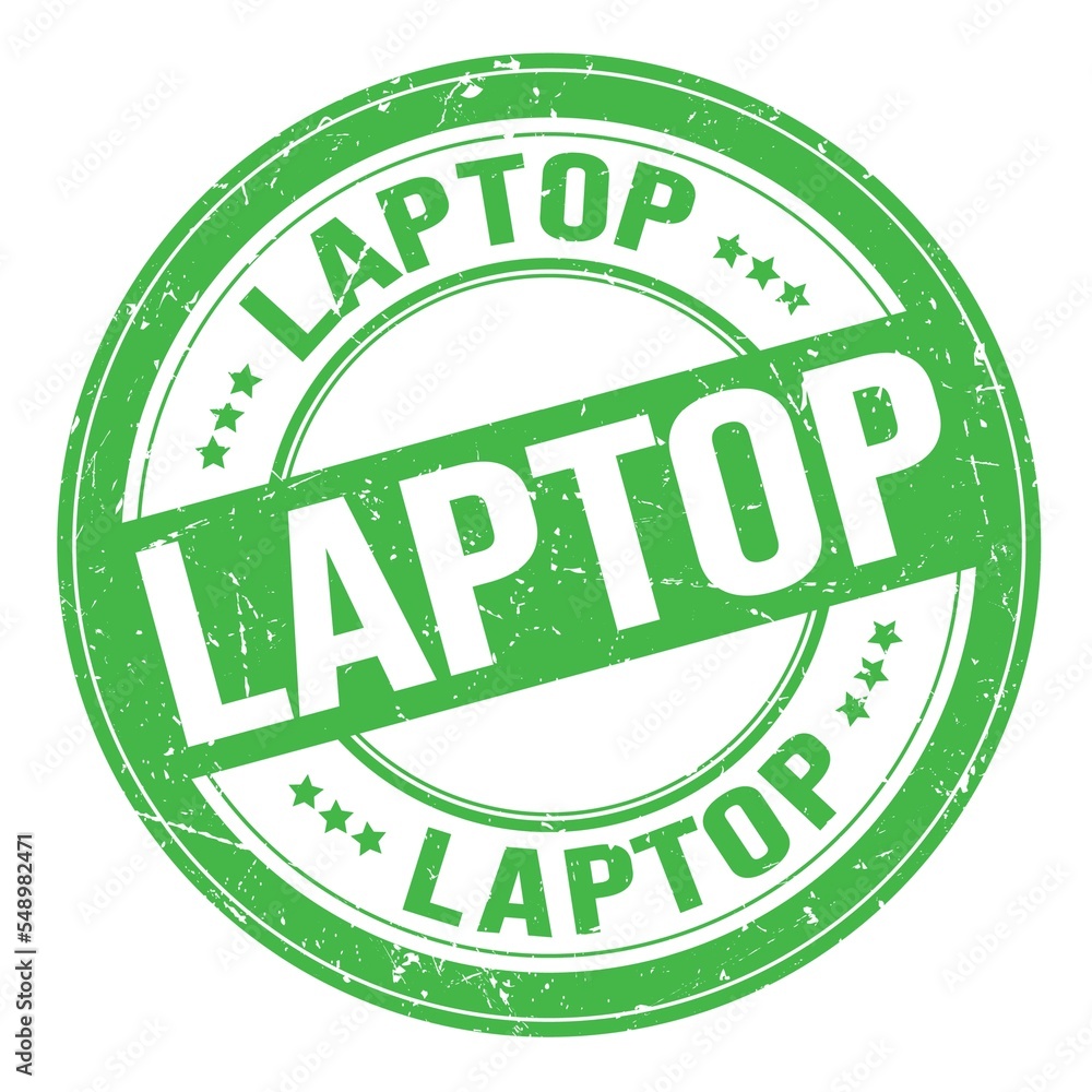 LAPTOP text written on green round stamp sign LAPTOP text written on green round stamp sign