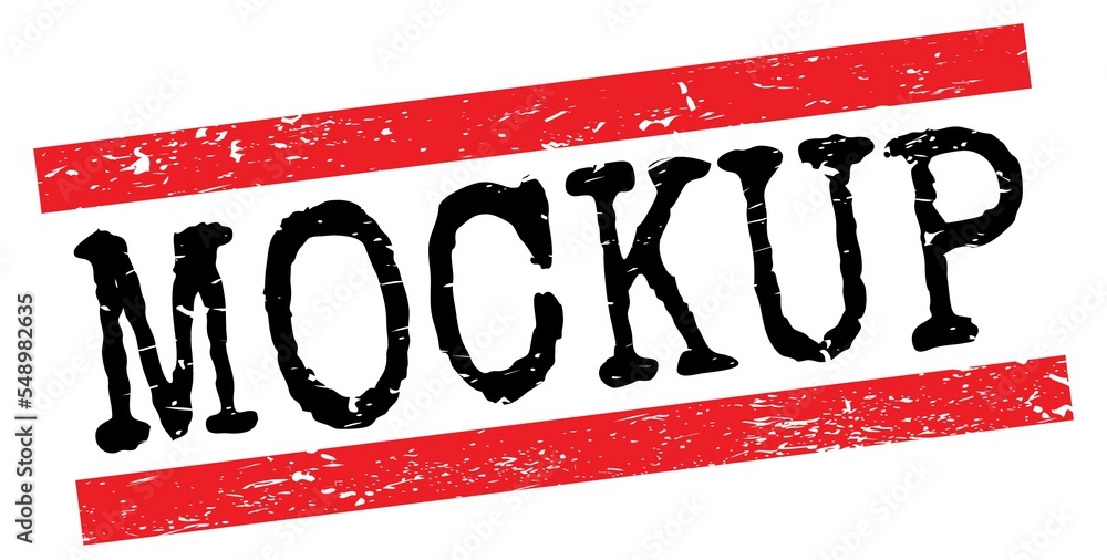 MOCKUP text on red-black grungy lines stamp sign. MOCKUP text on red-black grungy lines stamp sign.