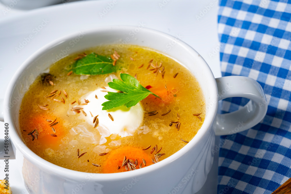 Delicious Old Polish caraway soup with cream Delicious Old Polish caraway soup with cream