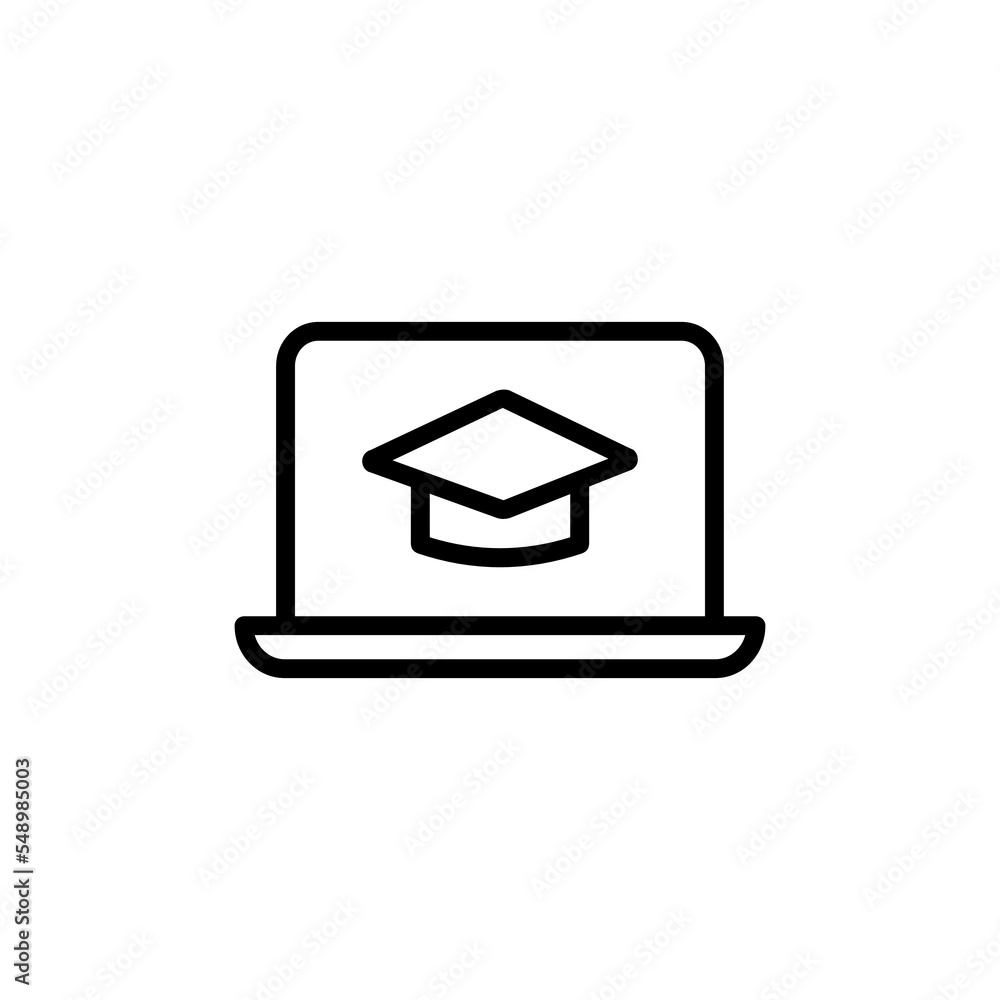 Notebook line icon. Education, distance learning, remote learning, knowledge, online learning, online education, online courses. Training program concept. Vector black line icon on a white background Notebook line icon. Education, distance learning, remote learning, knowledge, online learning, online education, online courses. Training program concept. Vector black line icon on a white background