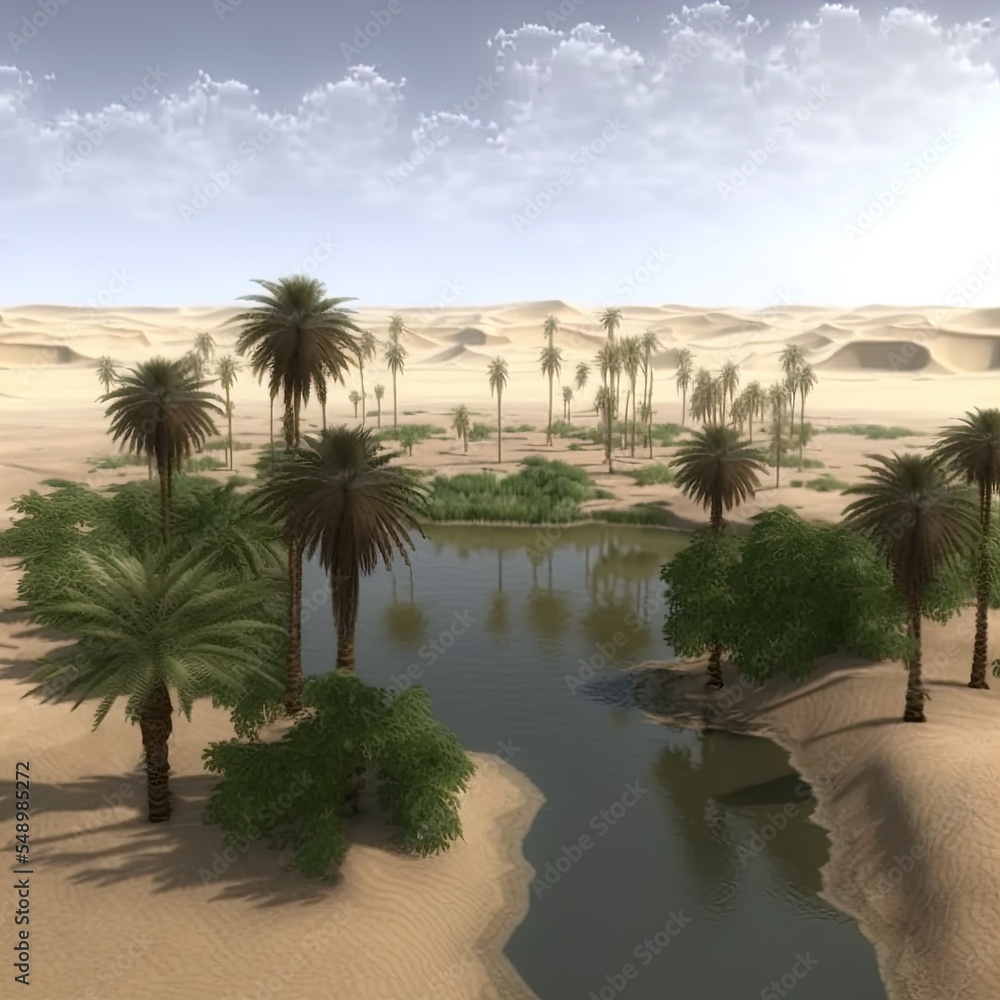 Fototapeta premium An oasis in the middle of a desert.