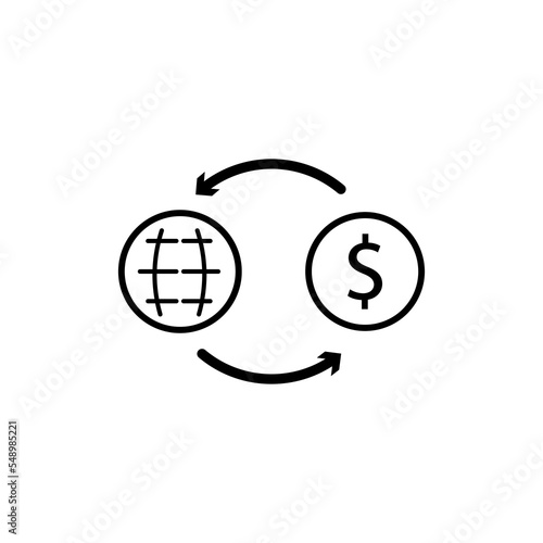 Currency exchange line icon. Online exchanger, pawnshop, online pawnshop, transactions, currency, money, bank, money transfers, dollar. Online transfers concept. Vector black line icon.
