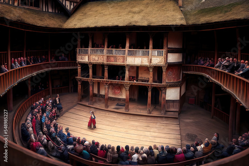 AI generated image of a play in progress at a large theater in London