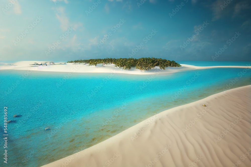 A Beautiful island with white sands in the morning of a calm weather. A Beautiful island with white sands in the morning of a calm weather.