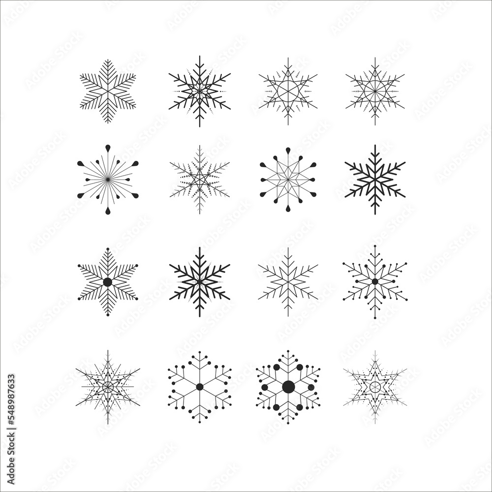 Snowflakes on a white background, vector illustration. Winter elements for decor, postcard, vector elements for postcards. Illustration Snowflakes on a white background, vector illustration. Winter elements for decor, postcard, vector elements for postcards. Illustration