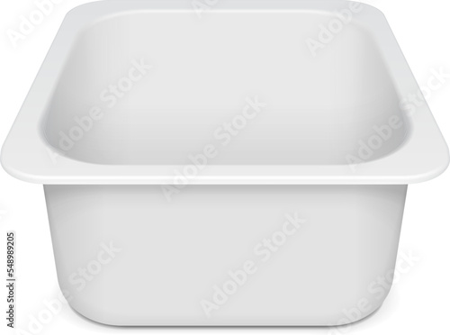 Mockup Empty Blank Styrofoam Plastic Food Tray Container Box. Illustration Isolated On White Background. Mock Up Template Ready For Your Design. Vector EPS10