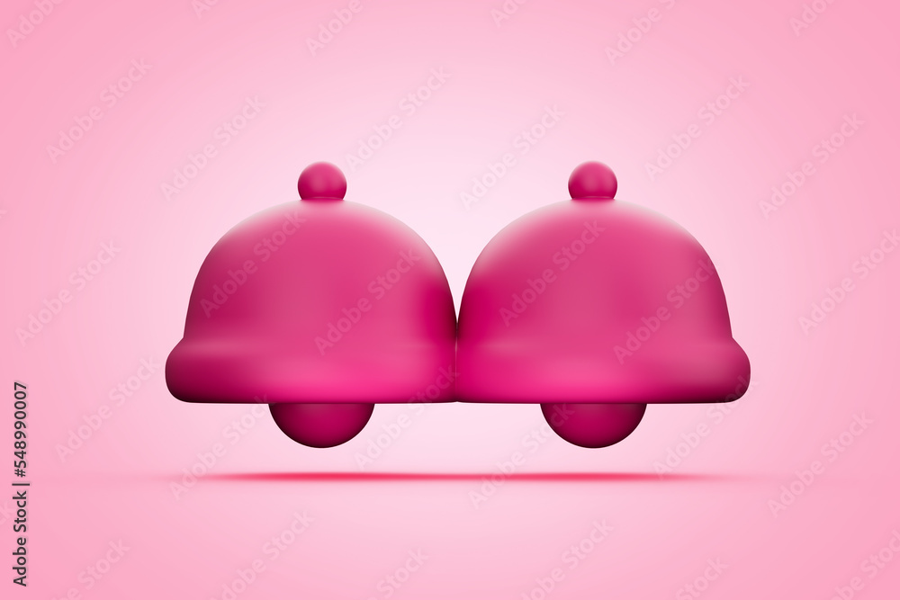 Pink breast cancer awareness with alarm bell metaphor isolated background 3d illustration. Pink breast cancer awareness with alarm bell metaphor isolated background 3d illustration.