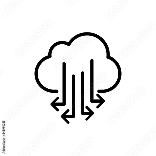 Cloud line icon. Cloud storage, exchange, neural network, data store, database, remote access, cloud service, artificial intelligence. Safety concept. Vector black line icon on a white background