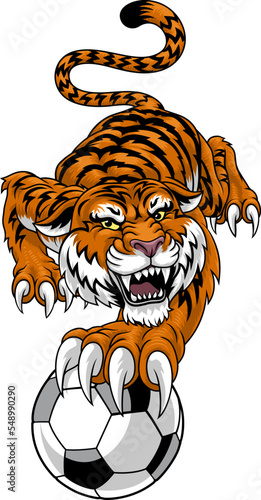 A tiger soccer football ball animal sports team mascot