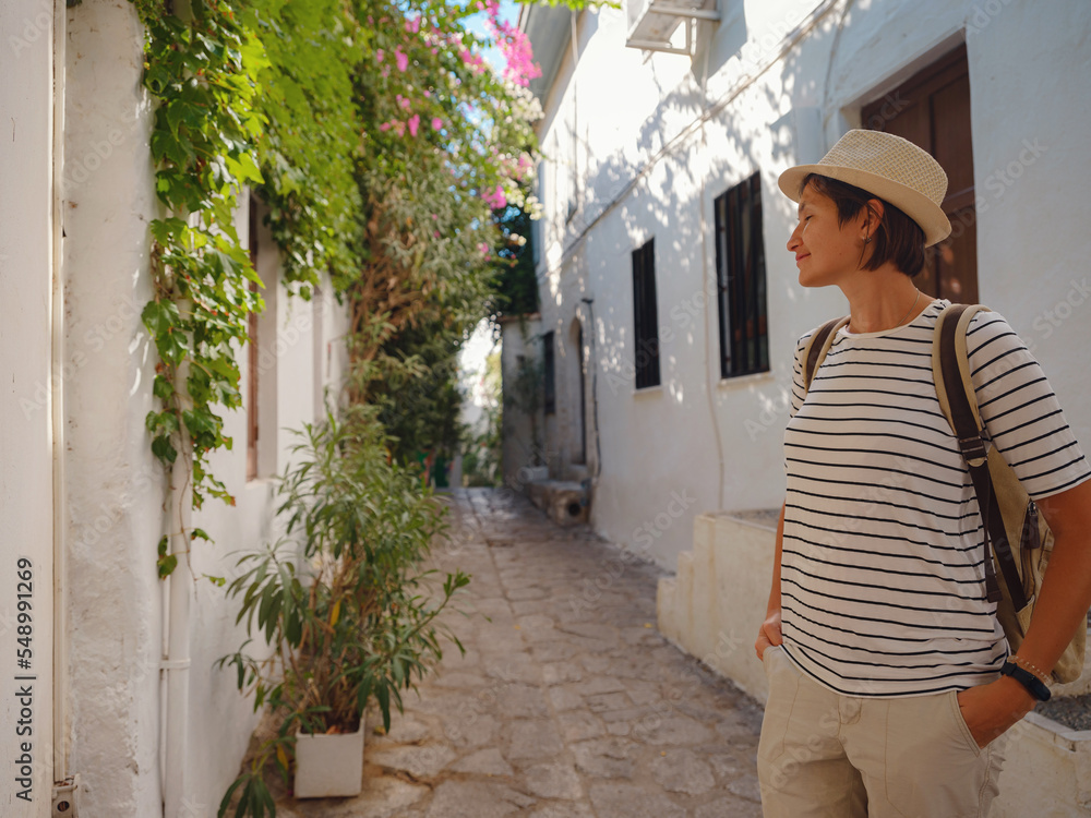 Marmaris is resort town on Turkish Riviera, also known as Turquoise Coast. Marmaris is great place for sailing and diving. Tourist Woman on Beautiful Streets of old Marmaris. Marmaris is resort town on Turkish Riviera, also known as Turquoise Coast. Marmaris is great place for sailing and diving. Tourist Woman on Beautiful Streets of old Marmaris.