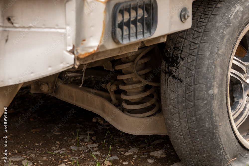 Automobile rear suspension, which in their totality connects the base of the body and the axles of the vehicle. Automobile rear suspension, which in their totality connects the base of the body and the axles of the vehicle.