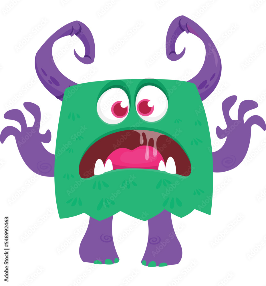 Fototapeta premium Funny cartoon monster character. Halloween design. Vector illustration of alien character