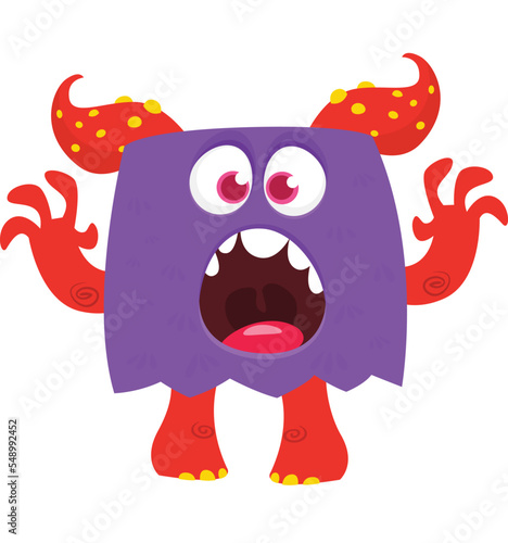 Funny cartoon monster character. Halloween design. Vector illustration of alien character
