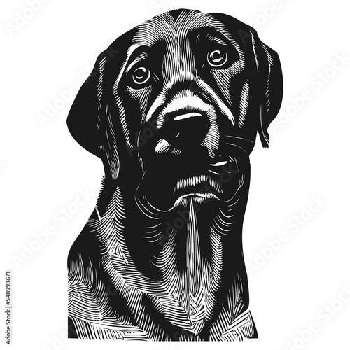 labrador logo hand drawn vector black and white
