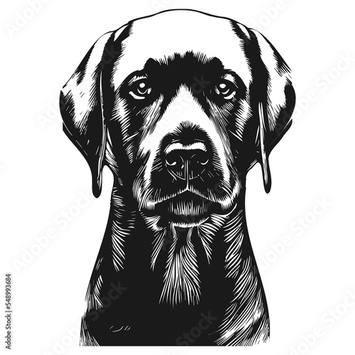 black lab logo hand drawn vector black and white