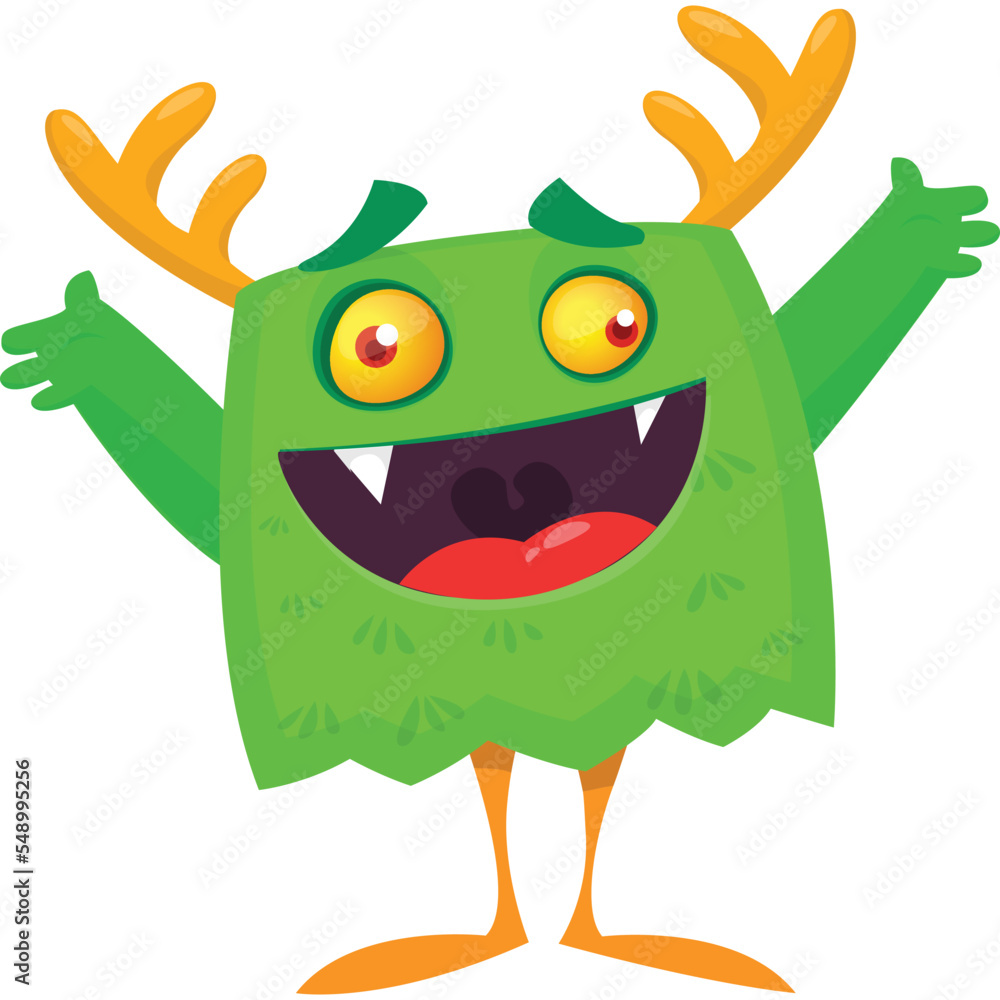 Fototapeta premium Funny cartoon monster character. Halloween design. Vector illustration of alien character