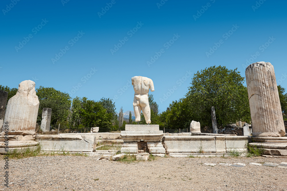 Archeological landmark of Aphrodisias. Hellenistic and roman art. Turkey