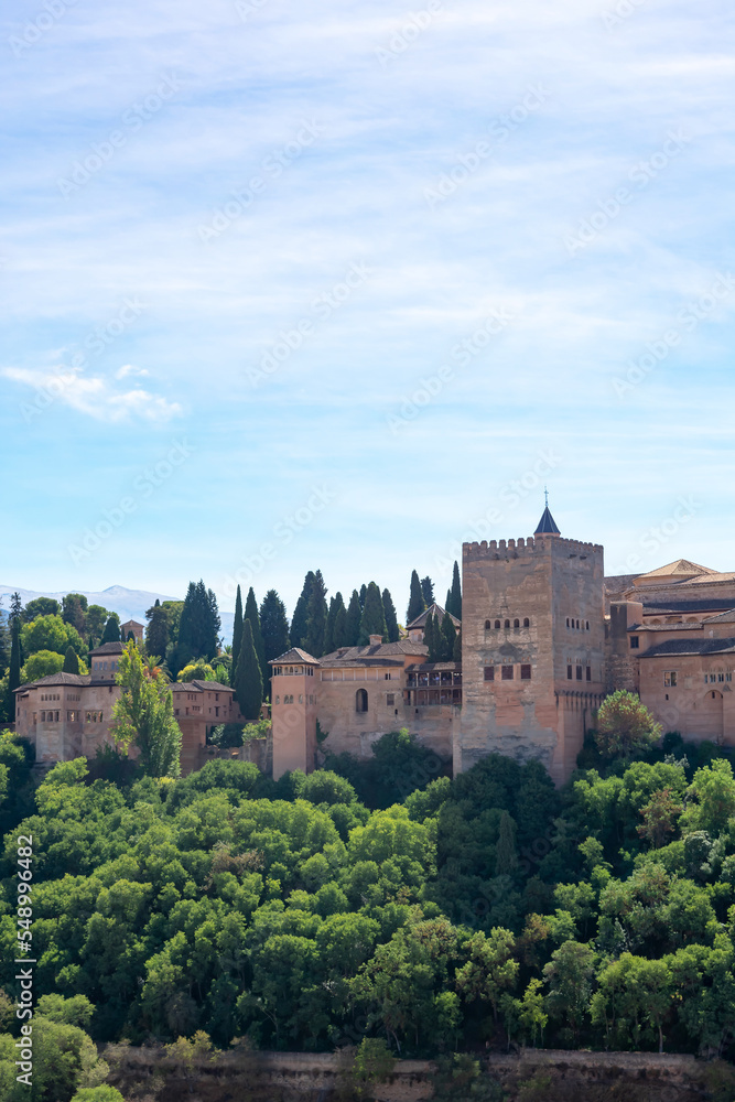 View of the Alhambra in Granada in Andalusia, Spain. Europe. October 1, 2022
