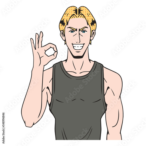 アメコミタッチのフィットネスをする白人