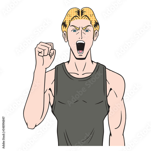 アメコミタッチのフィットネスをする白人