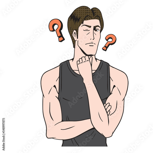 アメコミタッチのフィットネスをする白人