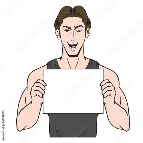 アメコミタッチのフィットネスをする白人