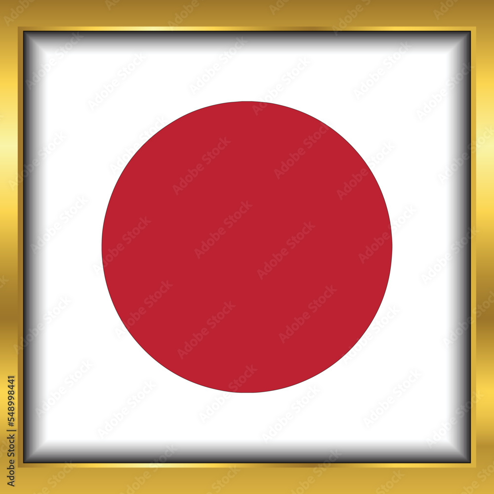 Japan Flag,Japan flag golden square button,Vector illustration eps10. Japan Flag,Japan flag golden square button,Vector illustration eps10.