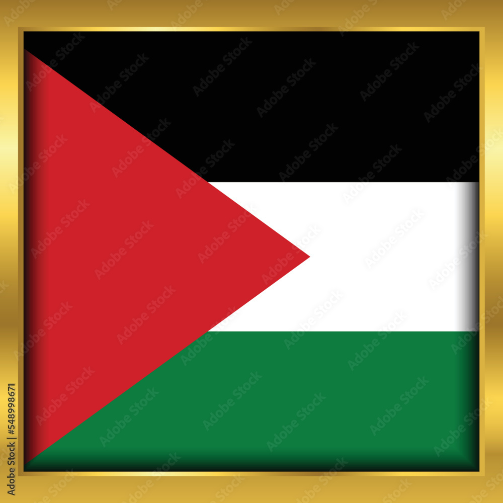Palestinian Flag,Palestinian flag golden square button,Vector illustration eps10. Palestinian Flag,Palestinian flag golden square button,Vector illustration eps10.
