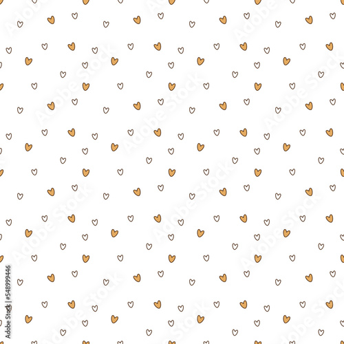 Pattern with hearts. Cute seamless pattern hearts. Cartoon doodle vector illustration.