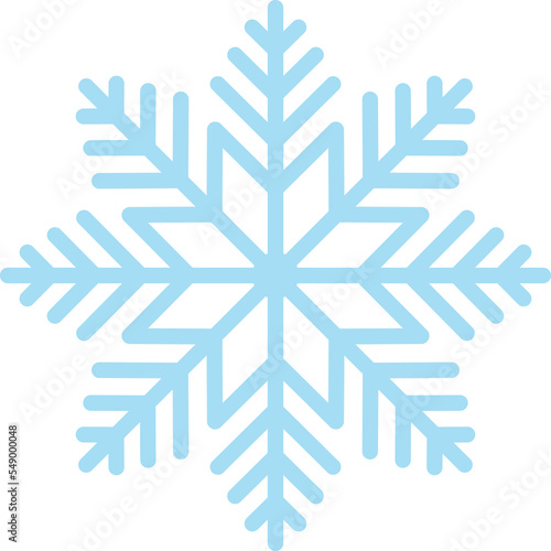 Blue snowflake icon silhouette for Christmas, winter ornament isolated on transparent background, clip art, PNG illustration for paper cut craft, print design, pattern, DIY. card