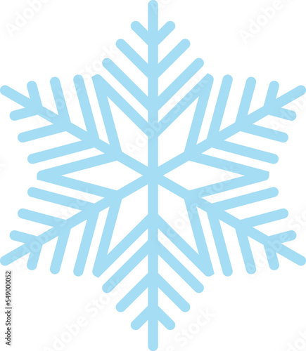 Blue snowflake icon silhouette for Christmas, winter ornament isolated on transparent background, clip art, PNG illustration for paper cut craft, print design, pattern, DIY. card