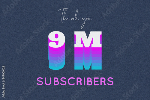 9 Million  subscribers celebration greeting banner with Multi color Design photo