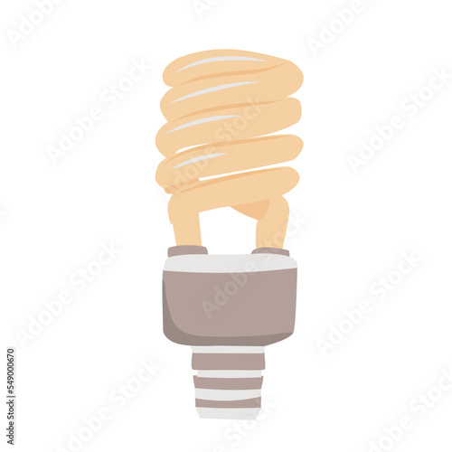 Energy saving fluorescent bulb. Spiral lamp. Flat vector illustration
