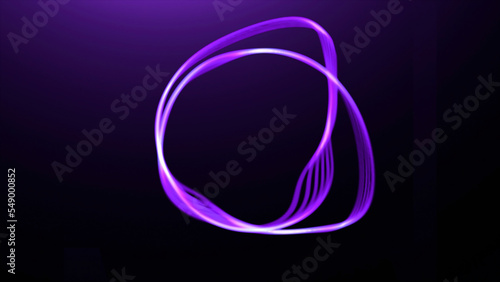 Green and purple background . Motion . A bright background with a glowing ring in the animation that separates and the light creates different patterns with a beam.