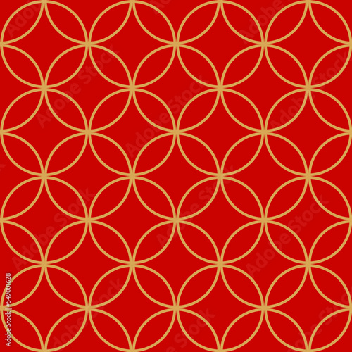 Red chinese oriental vector seamless pattern in flat style. Endless texture for wallpaper, greeting card, web design. Stock minimal illustration