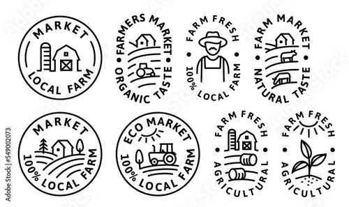 Farm Label Stamp vector. Farming Market set