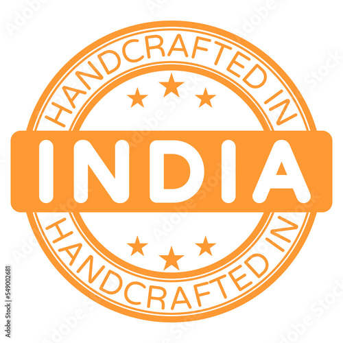 Handcrafted in India Sign, Stamp, Sticker vector illustration