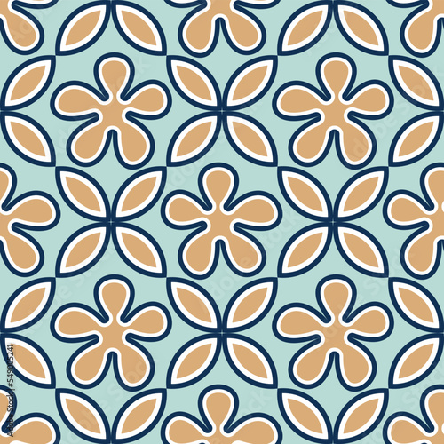 Ethnic Retro Geometric Florals Tile Style Punchy Vector Background Seamless Pattern Cute Trendy Fashion Colors Perfect for Allover Fabric Print and Wrapping Paper
