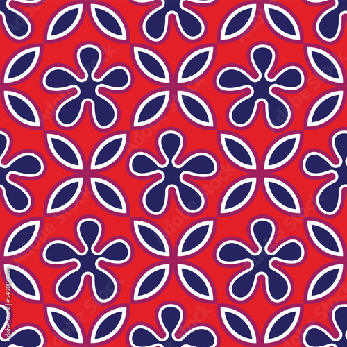 Ethnic Retro Geometric Florals Tile Style Punchy Vector Background Seamless Pattern Cute Trendy Fashion Colors Perfect for Allover Fabric Print and Wrapping Paper