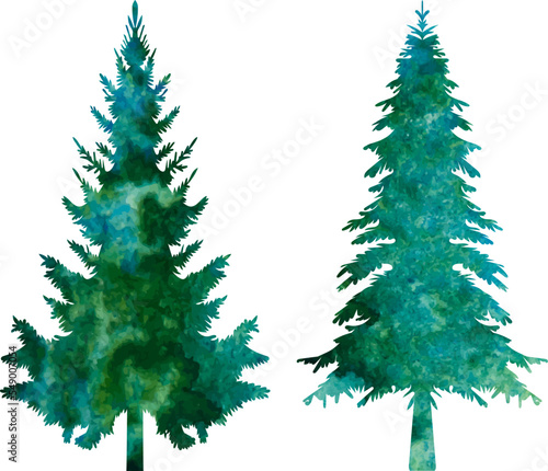 christmas tree silhouette watercolor design vector isolated