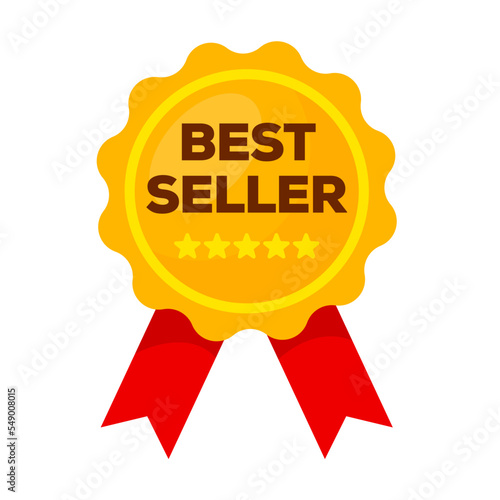 best seller badge icon flat vector illustration clipart isolated on white background