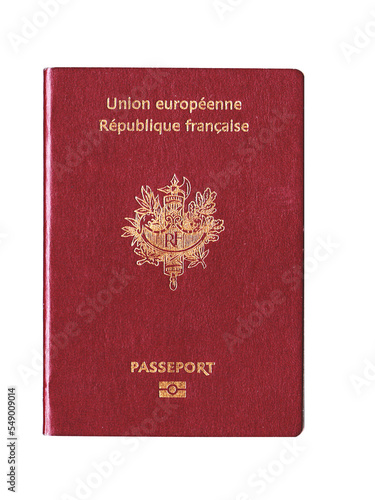 French european passport isolated on transparent background, id nationality and travel in France and Europe, png file photo