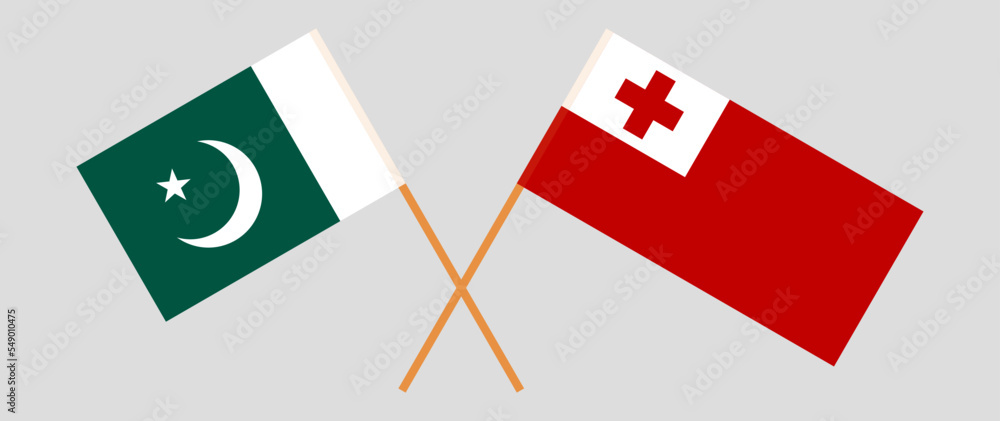 Crossed flags of Pakistan and Tonga. Official colors. Correct proportion Crossed flags of Pakistan and Tonga. Official colors. Correct proportion