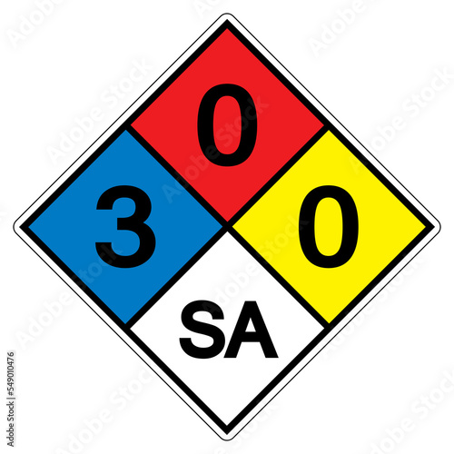 NFPA Daimond 704 3-0-0 SA Symbol Sign, Vector Illustration, Isolate On White Background Label. EPS10